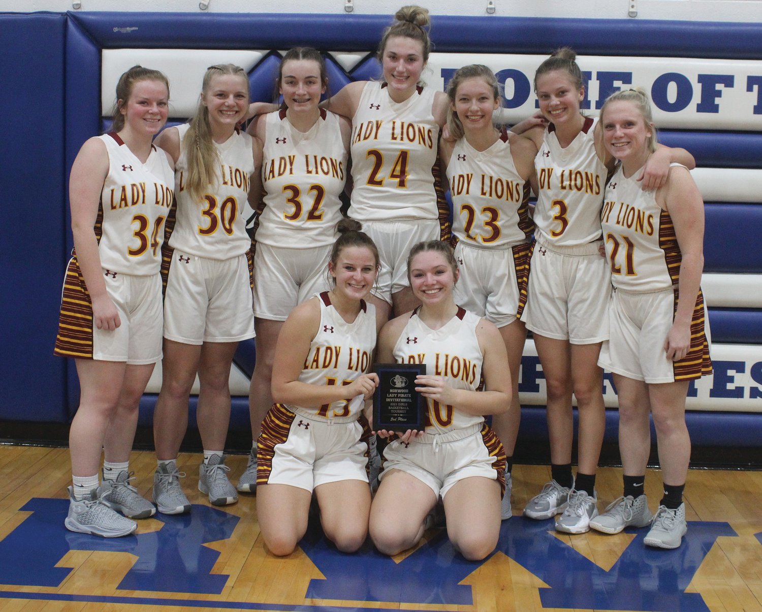 The Mansfield Lady Lions basketball team after knocking off Mountain Grove to claim third place in the Norwood Lady Pirate Invitational.